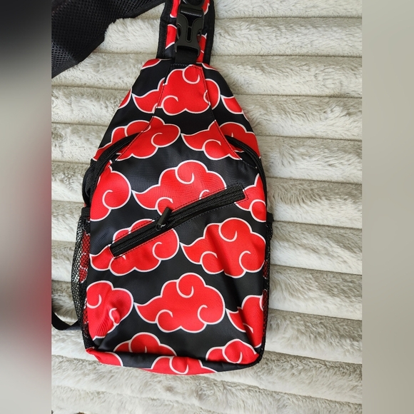 Natuto Red and Black Cloud Pattern Sling Crossbody Bag - Picture 2 of 4